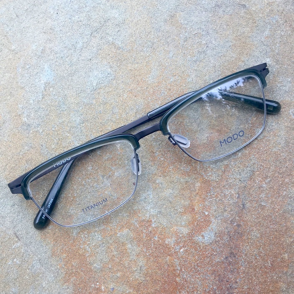 MODO Titanium Browline Glasses Eyeglasses Japan 4522 Forest Rectangle